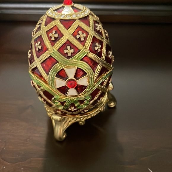 Faberge Egg Clock - Red & Gold - Picture 3 of 5